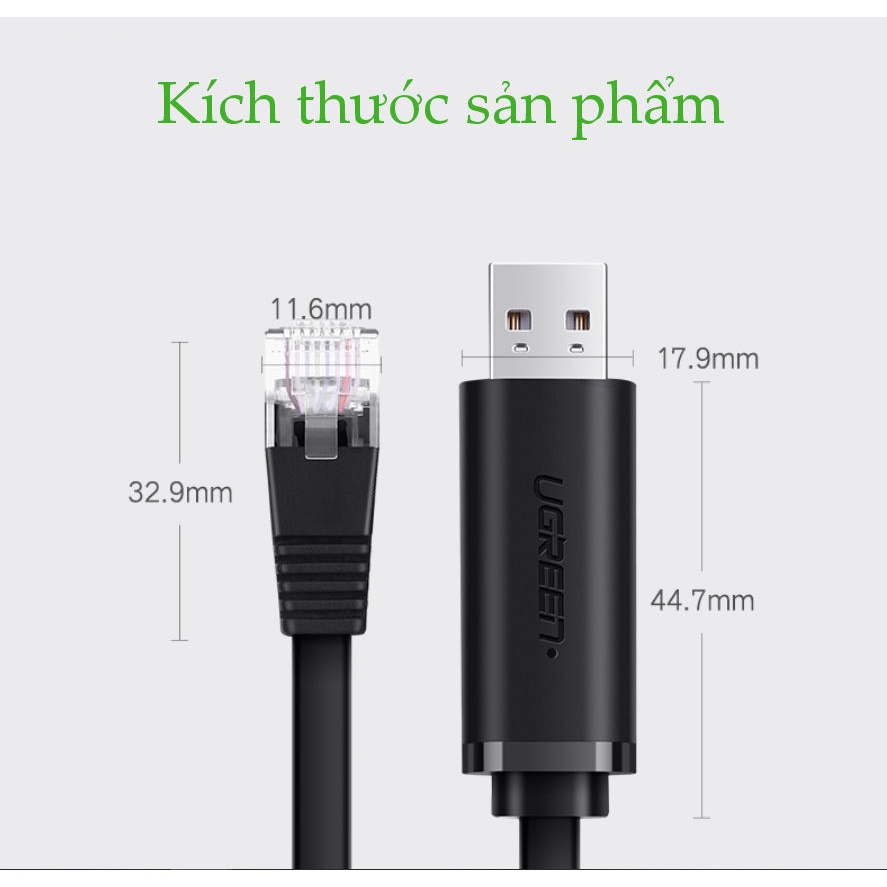 Dây cáp USB 2.0 sang RJ45 FTDI UGREEN CM204 50773 60813 (chuẩn 8 pin)