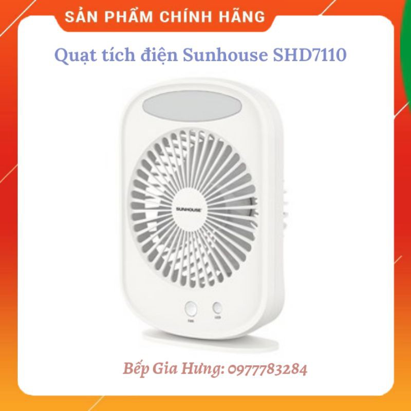 Quạt tích điện mini Sunhouse SHD7110 3 tốc độ gió tích hợp đèn ngủ - Bảo hành 12 tháng