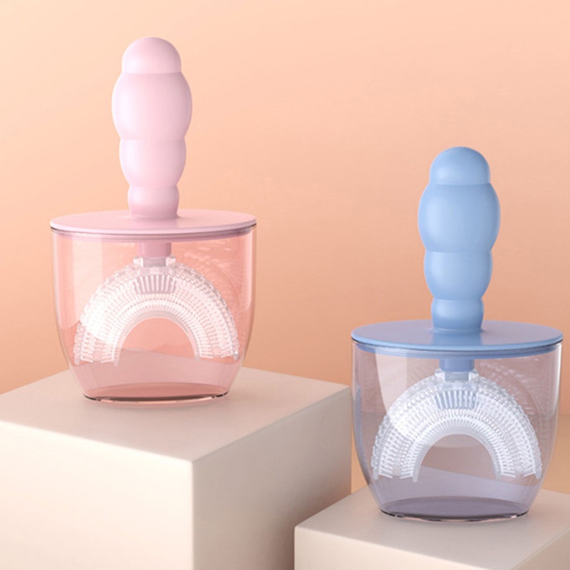 Bàn chải đánh răng hình chữ U kèm nắp bọc chống bụi cho bé