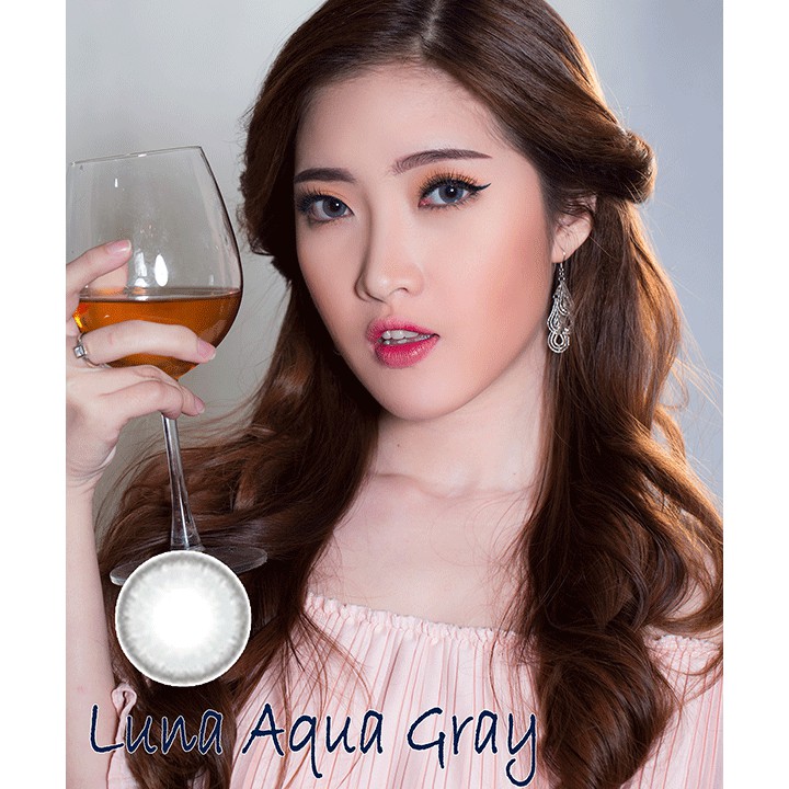 Kính áp tròng Luna Aqua Gray Hàn Quốc có độ ( 0.00 ~ 6.00)