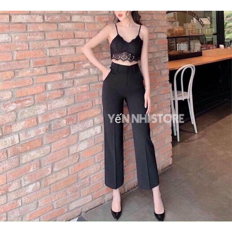 Quần vải ống suông khóa giữa