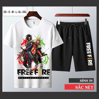 Set bộ đồ quần áo thun nam in hình free fire công nghệ hàn quốc cotton giá rẻ - samurai