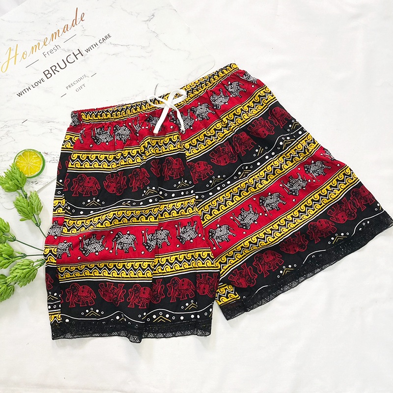 Quần đùi nữ từ 50-55kg vải lanh tole phối ren - ToleRen