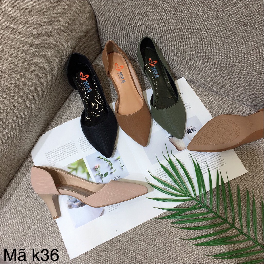 Min's Shoes - Giày Nữ Khoét Sườn K36 Đen Xước