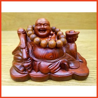 Tượng phật Di Lặc để xe ô tô gỗ hương 16x9cm