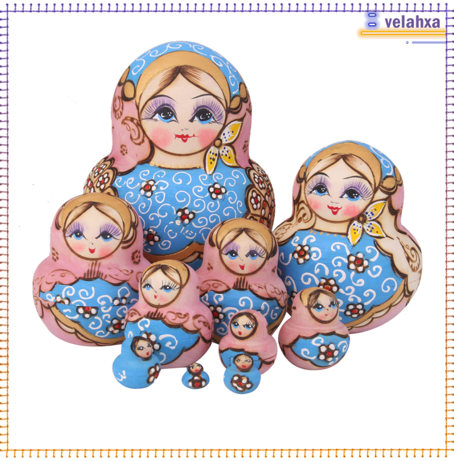 Bộ 10 Búp Bê Nga Matryoshka Bằng Gỗ