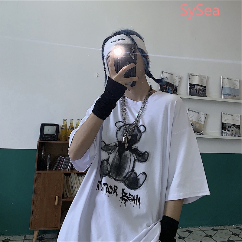 Áo Thun Ngắn Tay In Hình Gấu Xinh Xắn Theo Phong Cách Retro Dành Cho Nữ