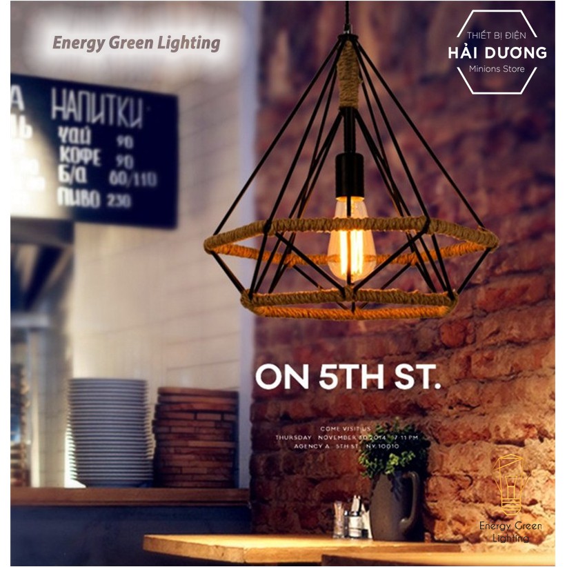Đèn Thả Decor Kim Cương Quấn Dây Phong Cách Tân Cổ Điển - Đường Kính 25cm - Tặng kèm bóng led - Energy Green Lighting