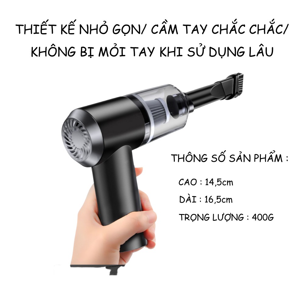 Máy hút bụi, máy hút bụi cầm tay , máy hút bụi ô tô sạc USB không dây mini cầm tay lực hút mạnh TIME HOME