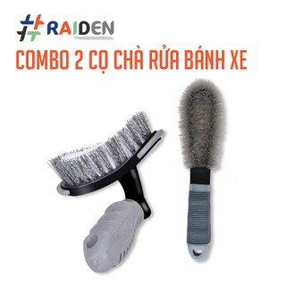 Bộ 2 bàn chải rửa xe - bộ cọ rửa xe chuyên dụng - raiden - cọ rửa bánh xe và mâm xe - cọ mềm rửa xe