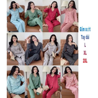 Bộ pijama lụa gấm tay dài bộ mặc nhà