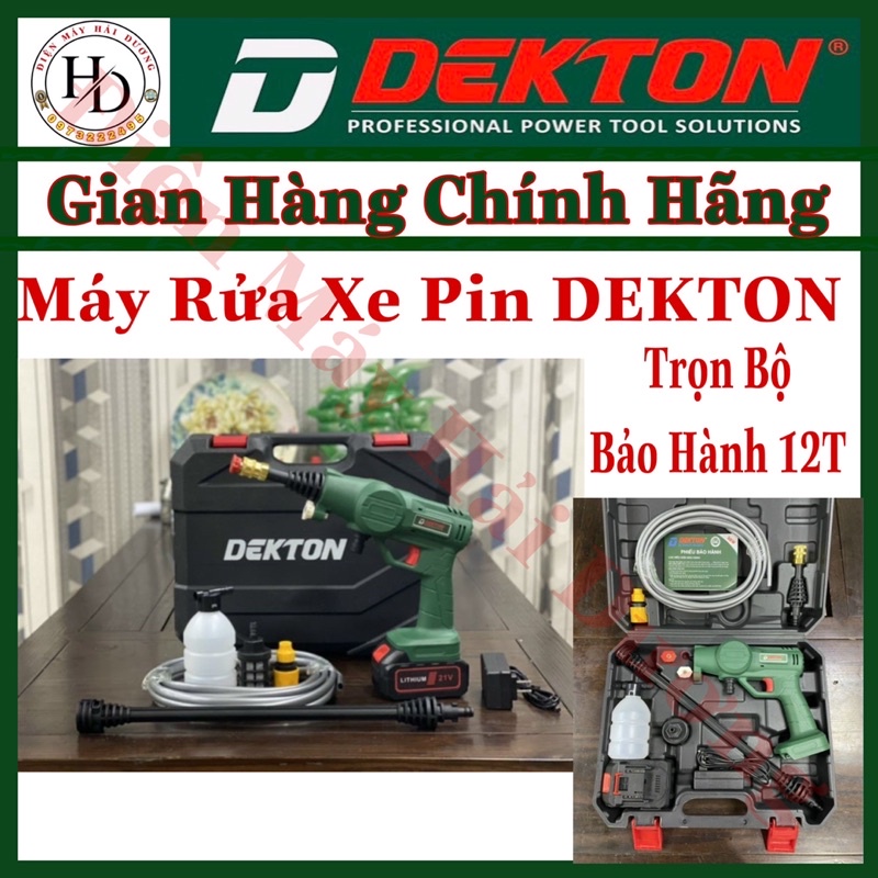 Máy rửa xe pin DEKTON - 21V. 180W Siêu Khoẻ.Trọn Bộ Có pin và sạc