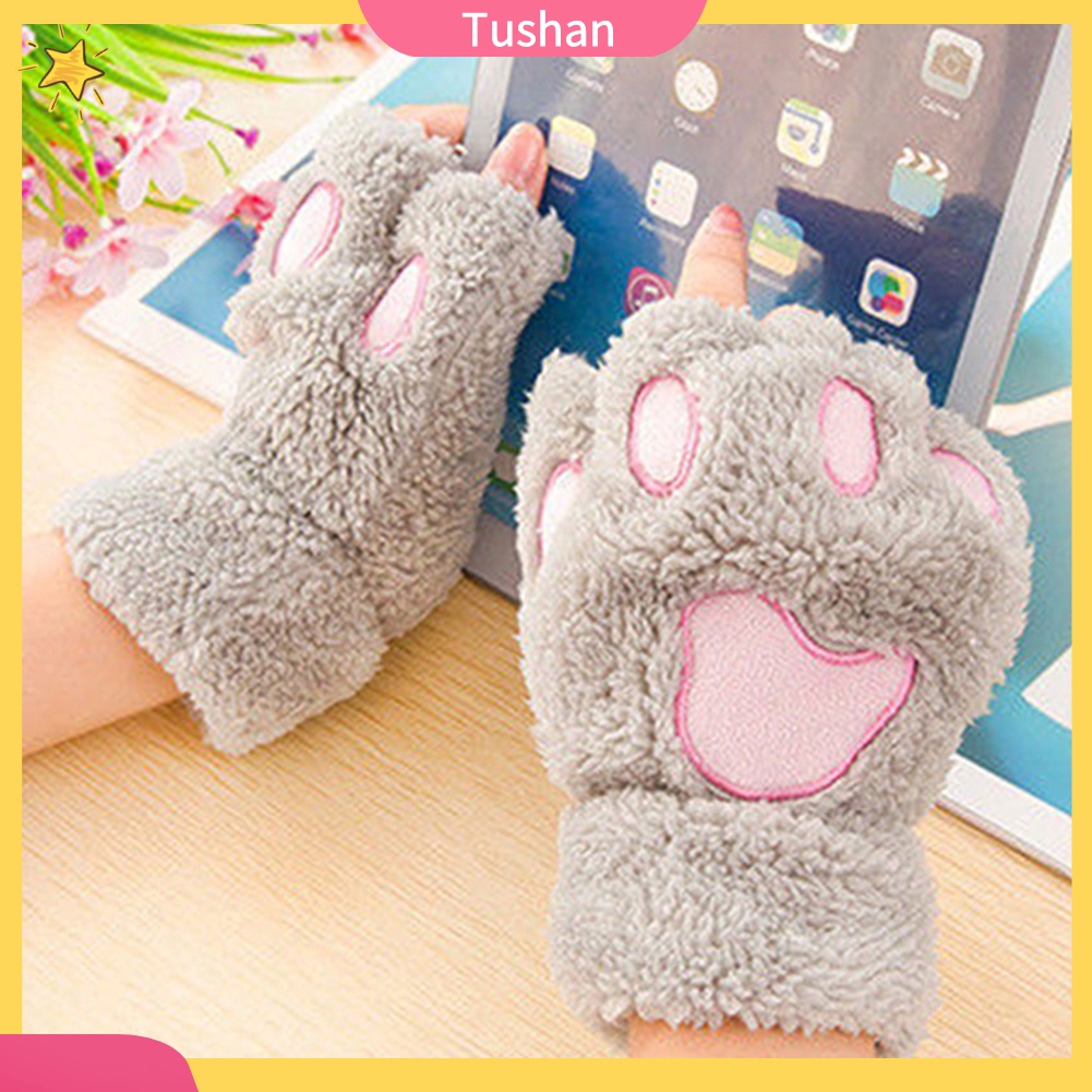 Găng Tay Hở Ngón Họa Tiết Chân Gấu Dễ Thương