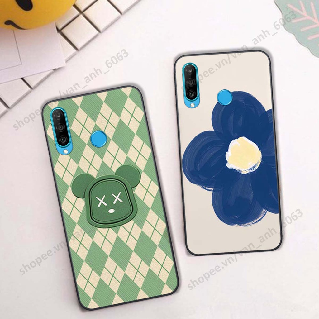 Ốp lưng Huawei Nova 4e / P30 Lite in hình hoa, gấu rich bear nghệ thuật, thời trang