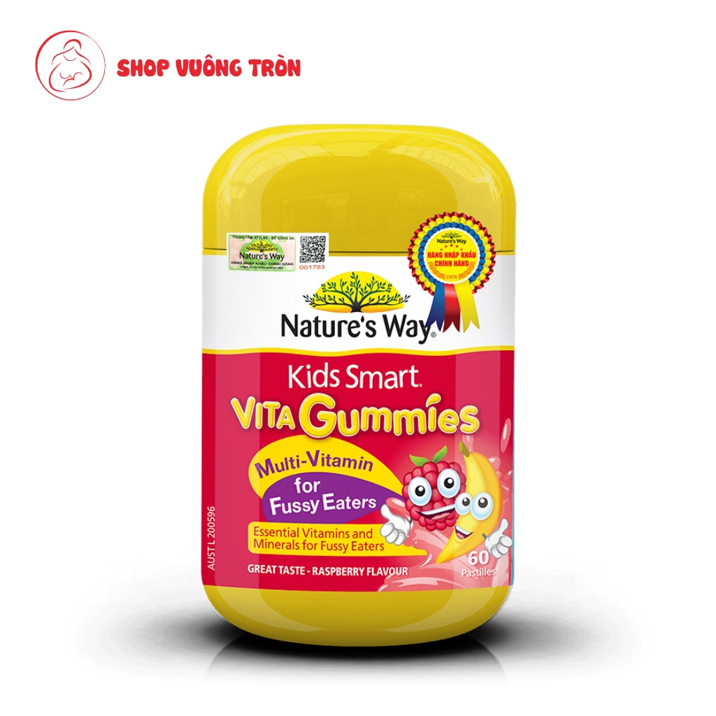 Kẹo Dẻo Cho Bé Nature's Way Kids Smart Vita Gummies Multi Vitamin for Fussy Eaters Kích Thích Ăn Ngon 60 Viên
