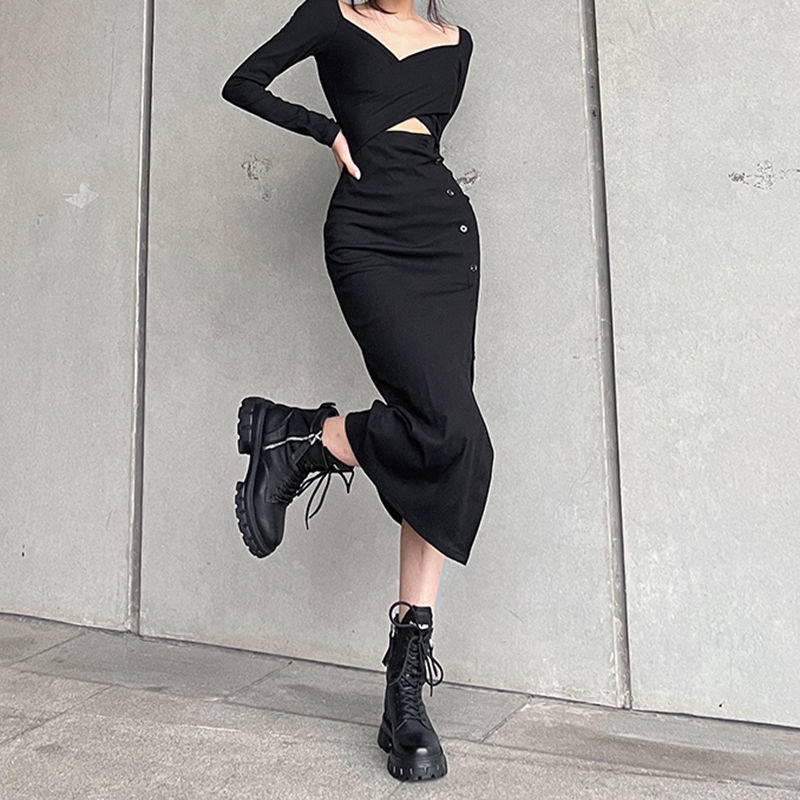 Đầm ôm COZOK đường khâu bất đối xứng thời trang