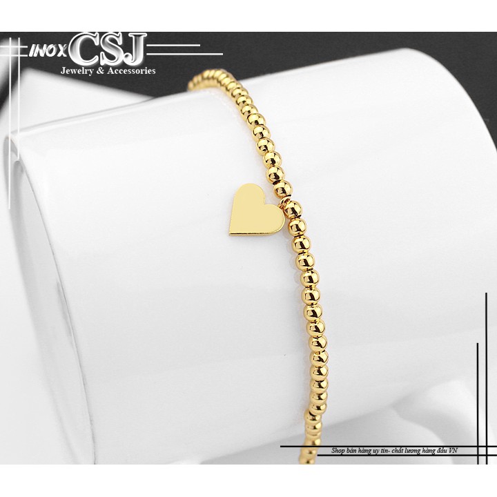 Lắc tay bi tròn gắn trái tim xinh xắn