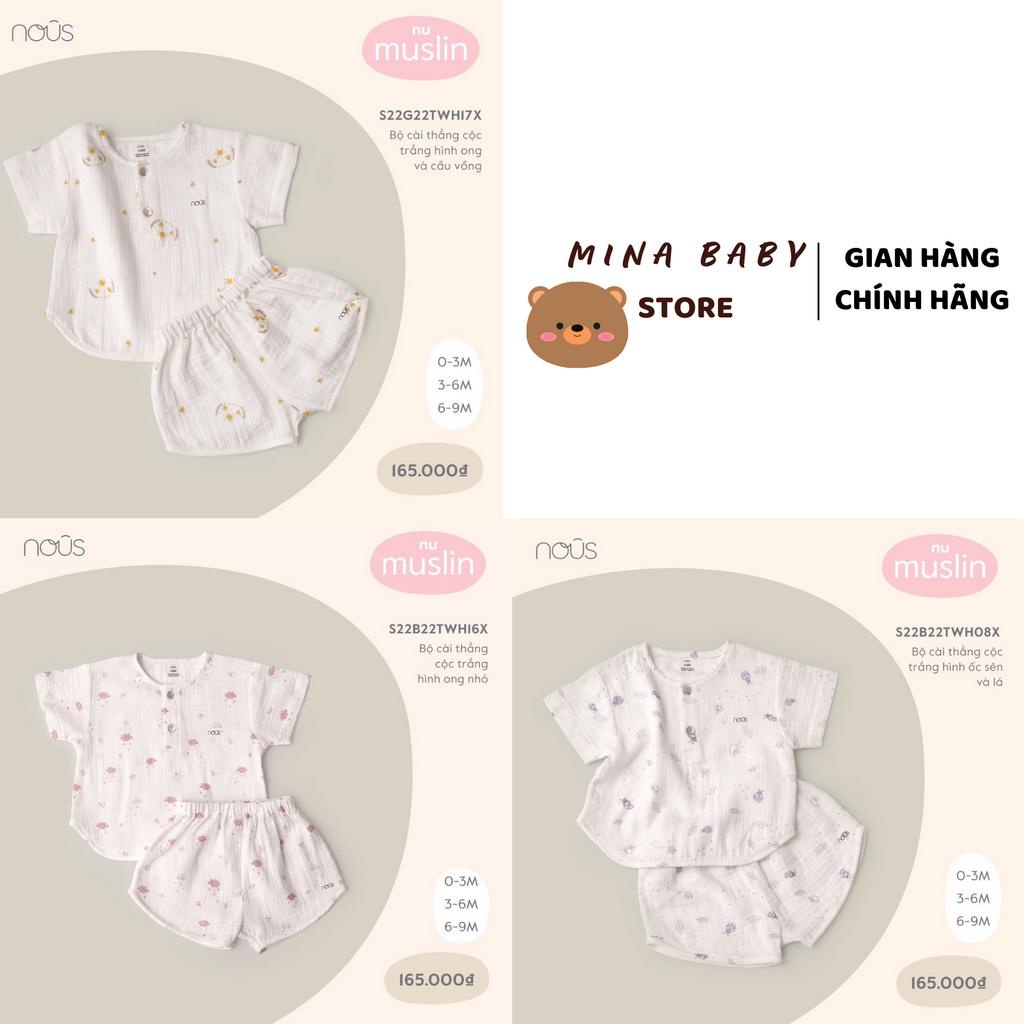 Bộ nous cộc vải xô muslin thoáng mát cho bé