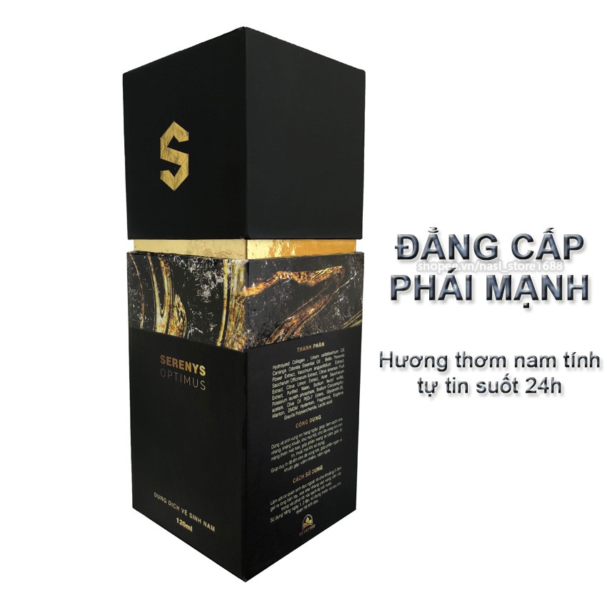 Dung dịch vệ sinh nam cao cấp Serenys Optimus 120ml giúp khử mùi hôi, làm sạch vùng kín, hương thơm nam tính suốt 24h