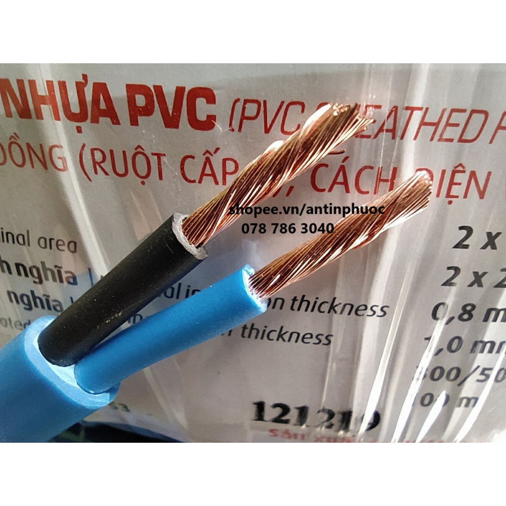 Dây điện đôi 2 lớp vỏ 2x2.5 mm Cadivi  cuộn 100 mét - dây điện mềm dẹp 2 lớp vỏ an toàn Cadivi Vcmo 2 x 2.5 mm2