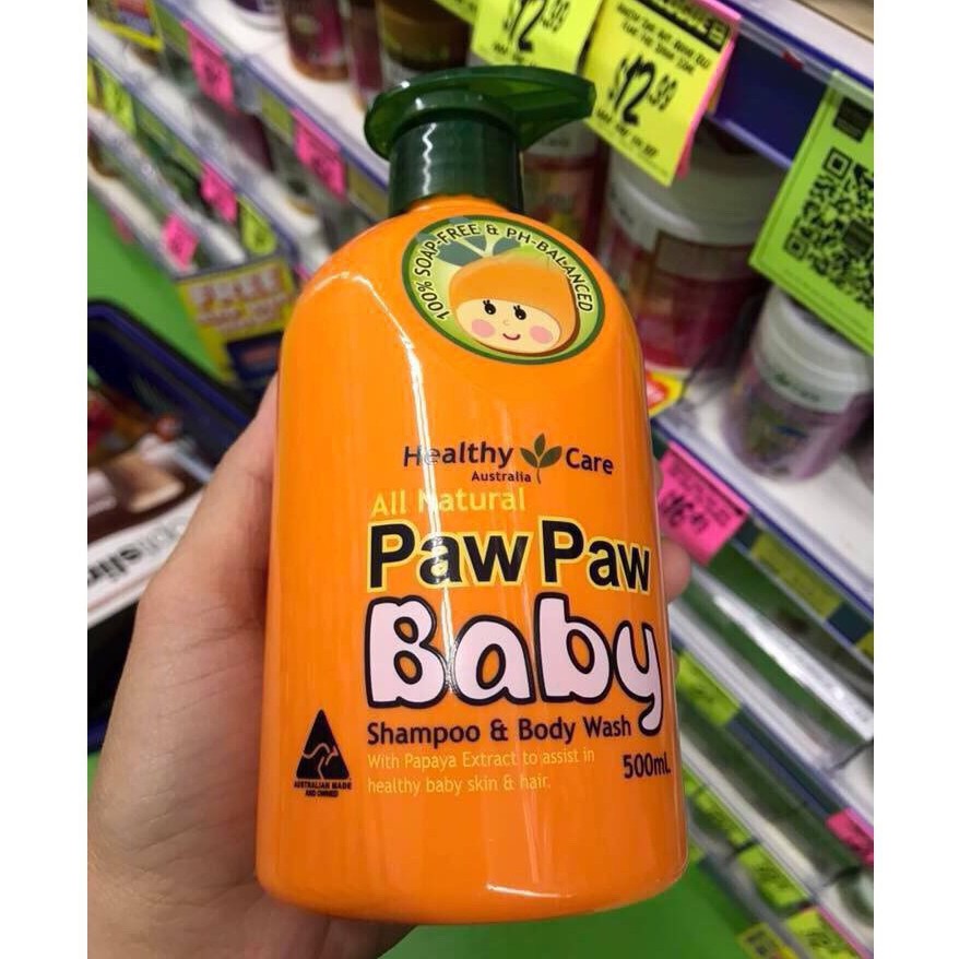 healthy care all natural paw paw baby shampoo wash 500ml