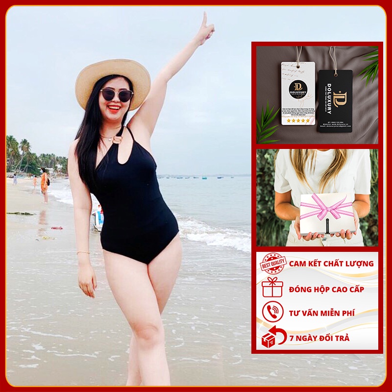 Đồ Bikini Đi Biển Một Mảnh Liền Thân Khoen Cổ Sang Chảnh Đóng Hộp Cao Cấp DOLUXURY