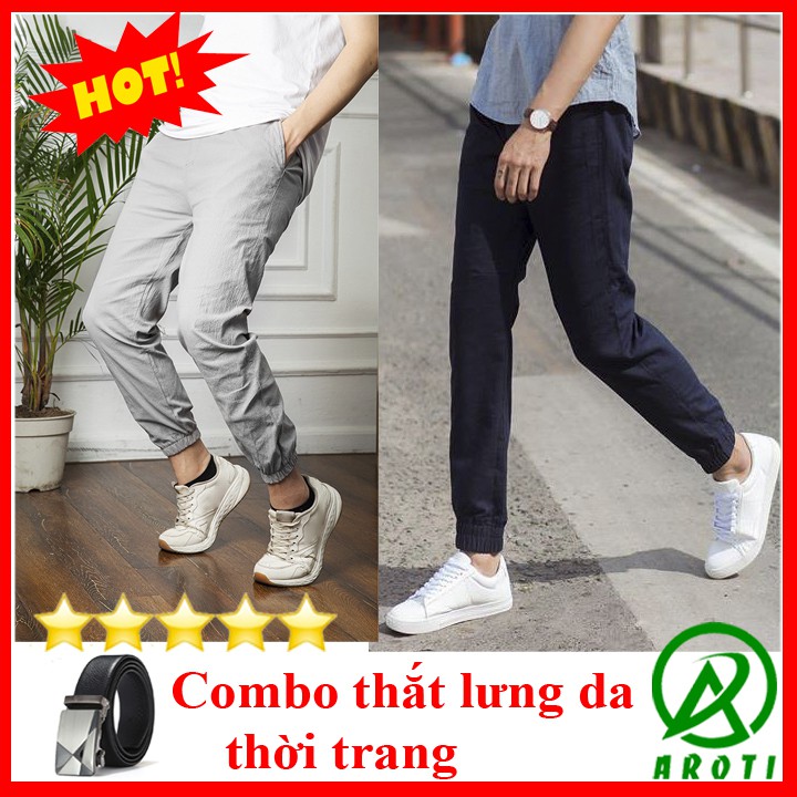 Quần Jogger Nam AROTI Form Slim Fit Chất Đũi Dày Đẹp Cao Cấp, Siêu Mát, Co Giãn Tốt Dáng Hàn Thể Thao Đủ Size QD44+TL