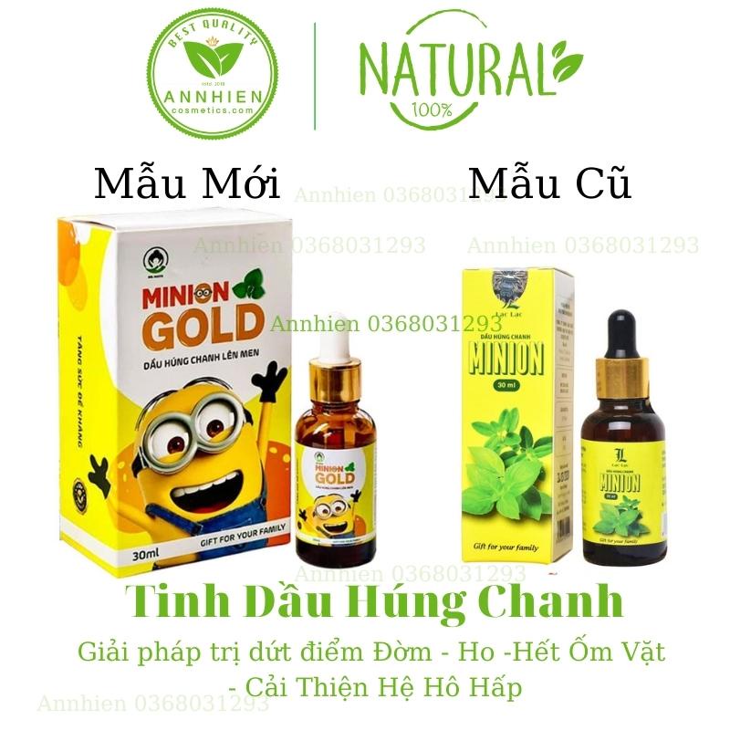 Tinh Dầu Húng Chanh Minion 30ml( Mẫu Mới) Tinh Dầu Húng Chanh Lên Men Minion Gold - Hết Đờm - Ho - Khò Khè - An Toàn