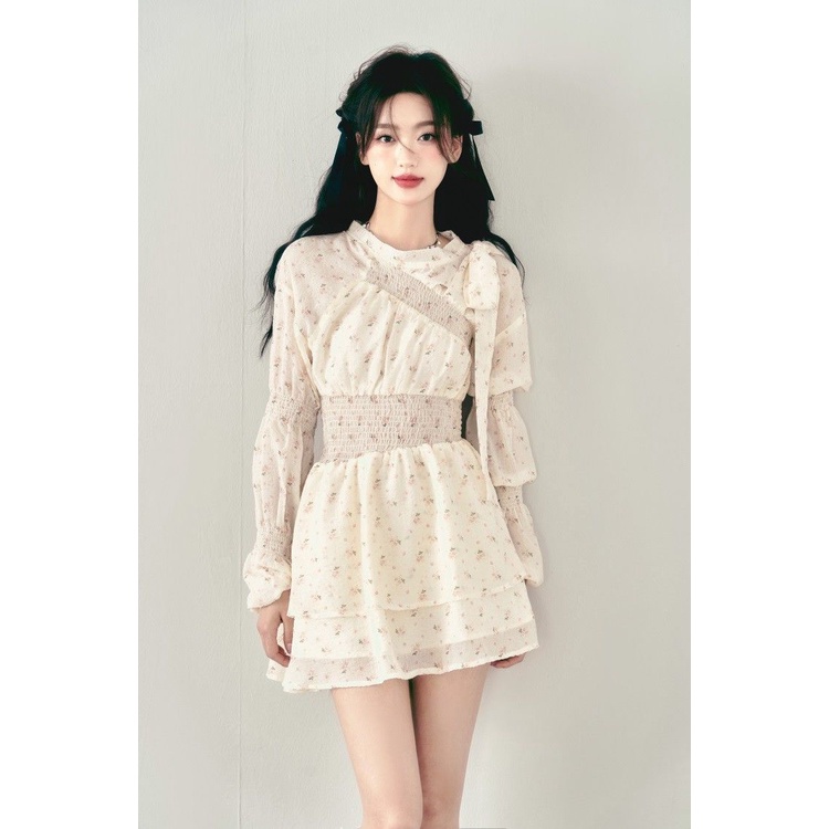 1 Đầm Hoa Tay Dài Thiết Kế Dáng Ôm Thời Trang Mùa Hè Xinh Xắn Cho Nữ