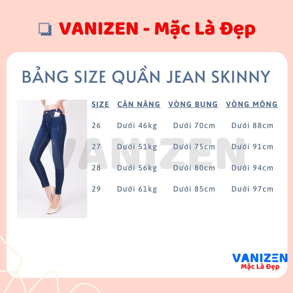 Quần jean nữ lưng cao skinny jeans ⚡️ quần bò nữ cạp cao dáng ôm dài VANIZEN Shop mã 401