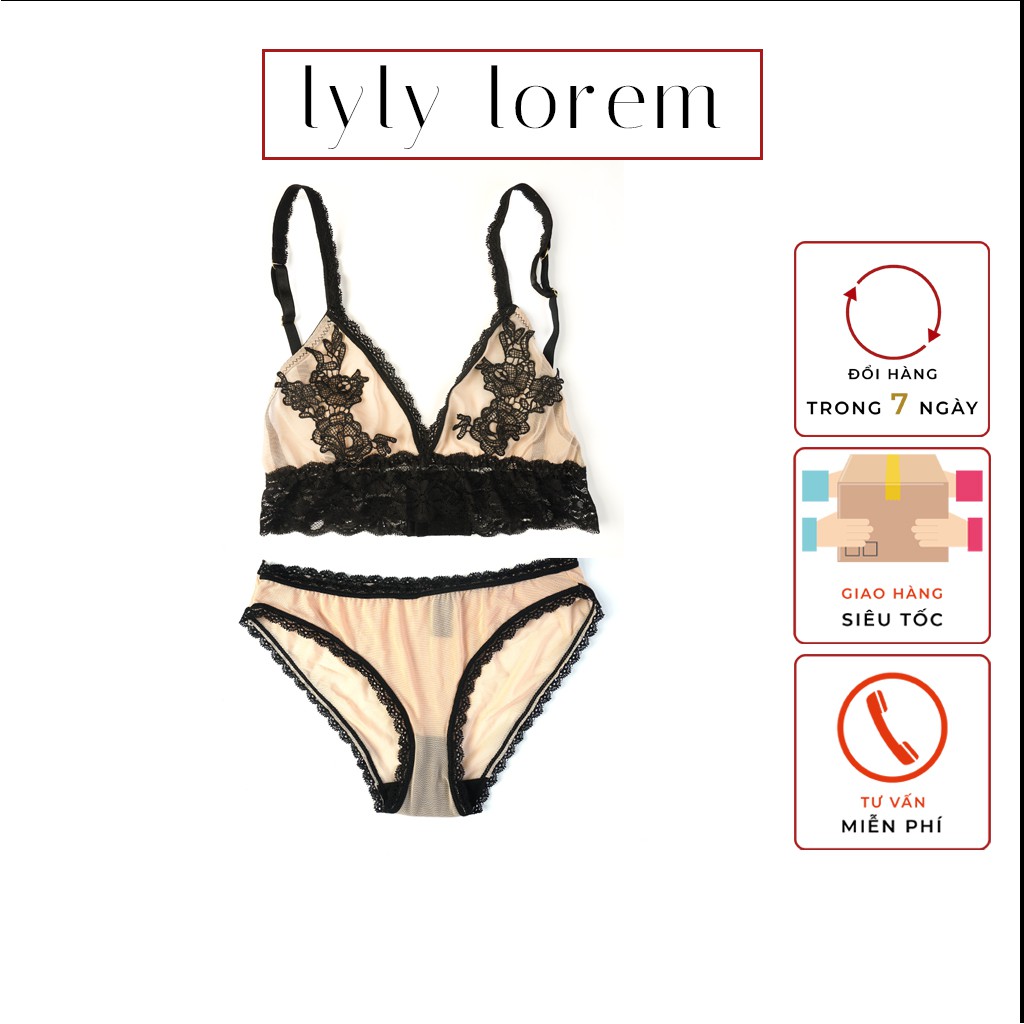 Bộ đồ lót ren không đệm không gọng nữ Lylylorem BL550