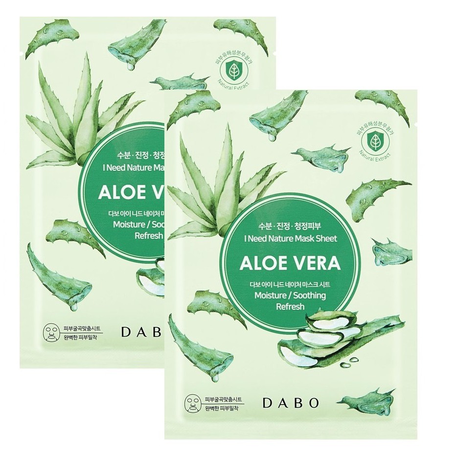 Combo 4 mặt nạ lô hội DABO ALOE I NEED NATURE Cao cấp hàn quốc 23ml/gói- Hàng chính hãng