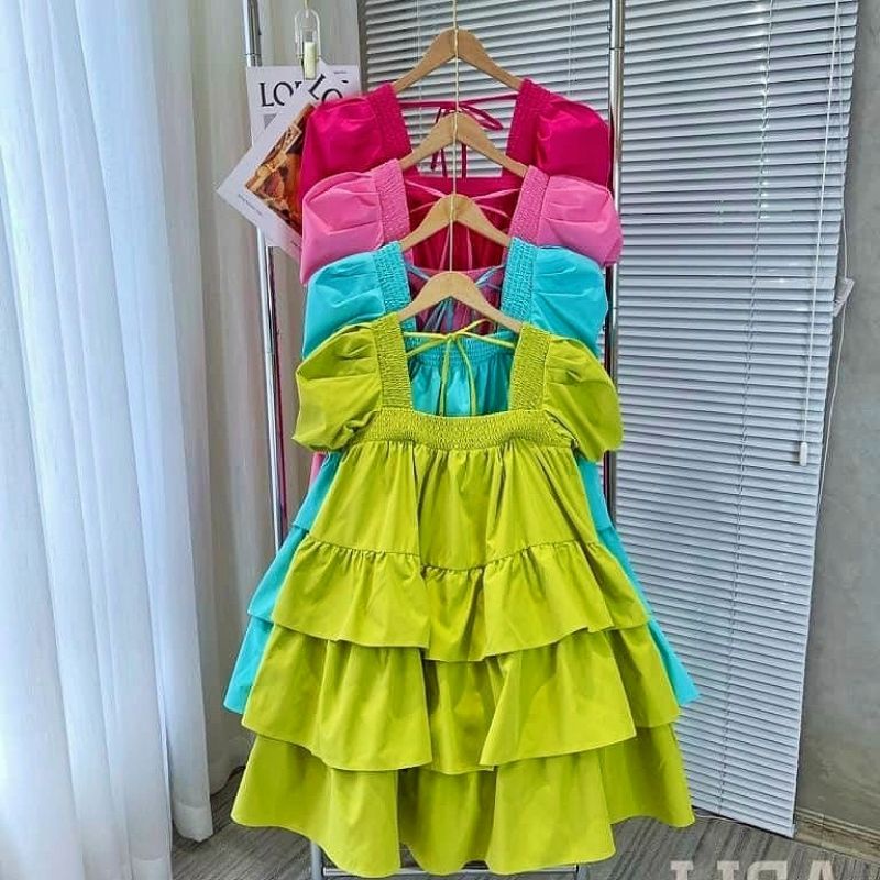 ⚡xả lỗ ⚡váy tầng babydoll tay phồng tiểu thư dễ thương công chúa đi biển đi chơi đẹp