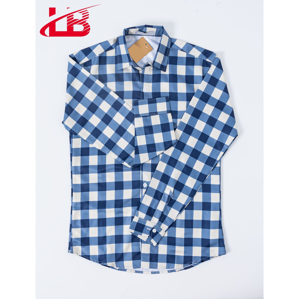 Áo sơ mi nam dài tay LB, in sọc caro phối màu toàn thân, SMVS002756 | BigBuy360 - bigbuy360.vn