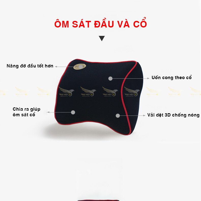 Bộ Gối Tựa Đầu và Tựa Lưng Ô Tô Cao Su Non – Bộ Gối Tựa Giúp Lái Xe Không Bị Đau Lưng – Mỏi Cổ