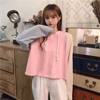Áo mũ croptop phối tay japlang D&N