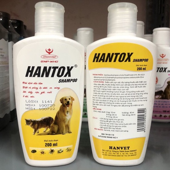 Sữa Tắm Trị Ve Rận Bọ Chét Chó Mèo Hantox Shampoo Hanvet