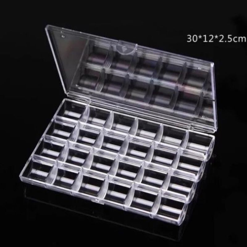hộp nhựa mica 24 ô đựng đá, hoa phụ kiện nail