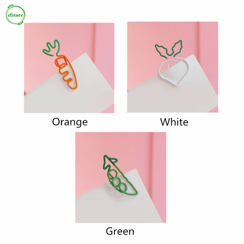 CF Carrot Shaped Metal Paper Clip Kawaii Bookmark Colour Vegetables Creative Cute Cartoon Office Student Supplies