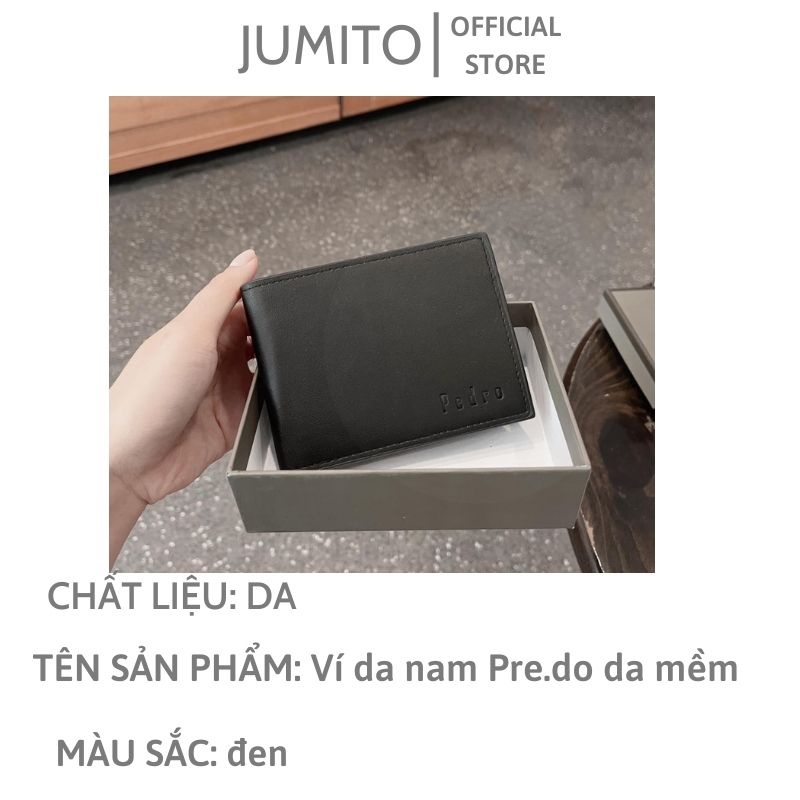 Ví da nam Pre.do cao cấp cầm tay da mềm sang trọng dáng đứng ngang đẹp fullbox JUMITO T1.029.TRON