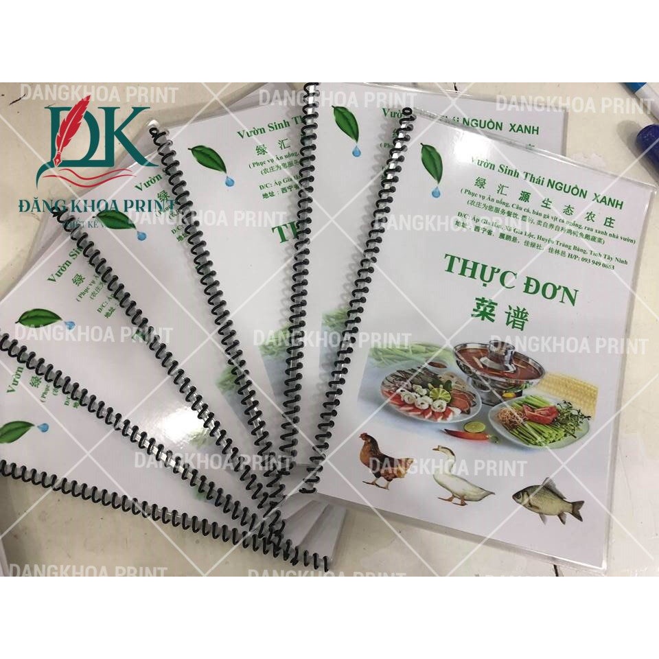 In menu đóng quyển, đóng gáy lò xo