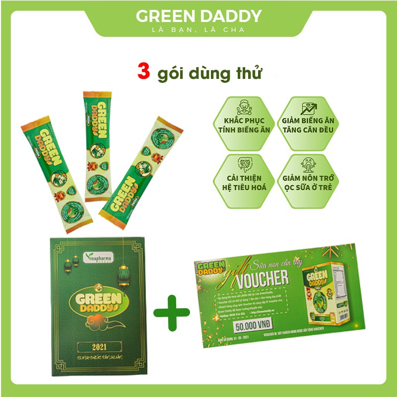 Sữa non Green Daddy Pedia 3 dùng thử x 20g chuyên biệt cho trẻ biếng ăn, chậm cân