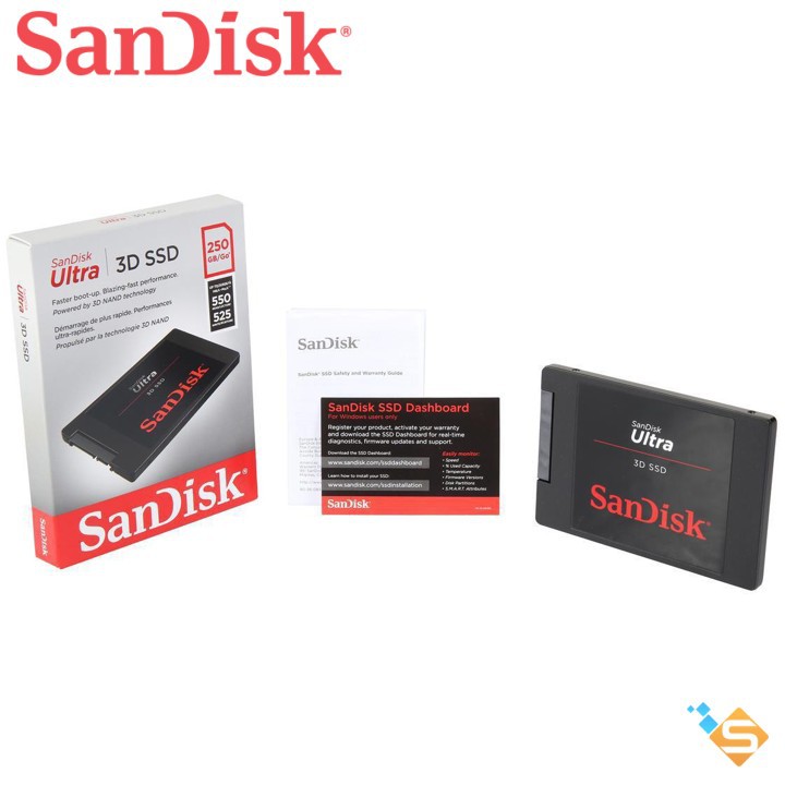 Ổ cứng SSD Sandisk Ultra 3D 500GB - 250GB 550MB/s 2.5&quot; SATA III (Đen) - Bảo Hành Chính Hãng 5 Năm