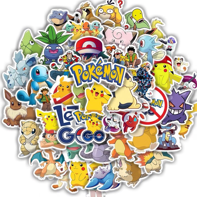 Sticker Pokemon - Miếng dán decal Pokemon chống nước hình dán Pikachu Koduck STK04