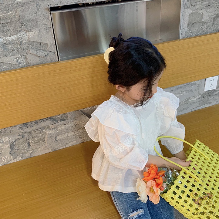 Áo Sơ Mi Dài Tay Phong Cách Hàn Quốc Cho Bé Gái