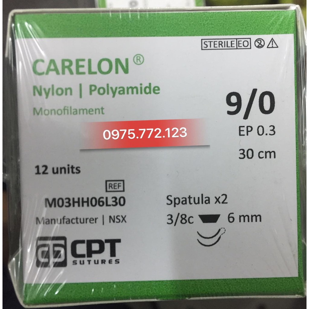 CHỈ MẤT THẨM MĨ Carelon CPT 9/0,HỘP 12 SỢI