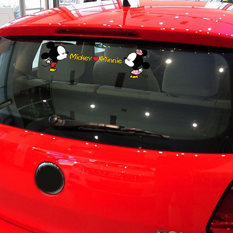 1 Miếng Dán Trang Trí Xe Hơi Hình Chuột Mickey Minnie