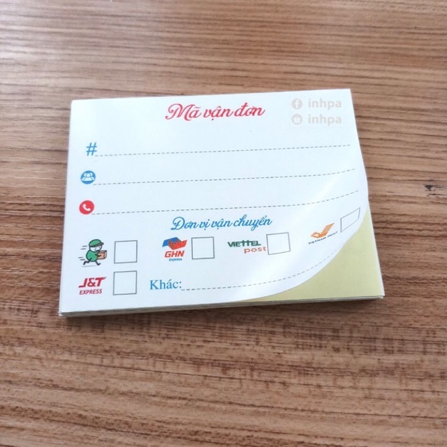 Phiếu ship hàng có keo dán sẵn - xấp 50 tờ
