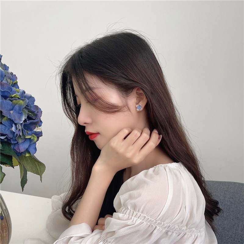 S925 Khuyên tai hoa trà cách điệu bông tai nữ phong cách Paris cocochang Shop