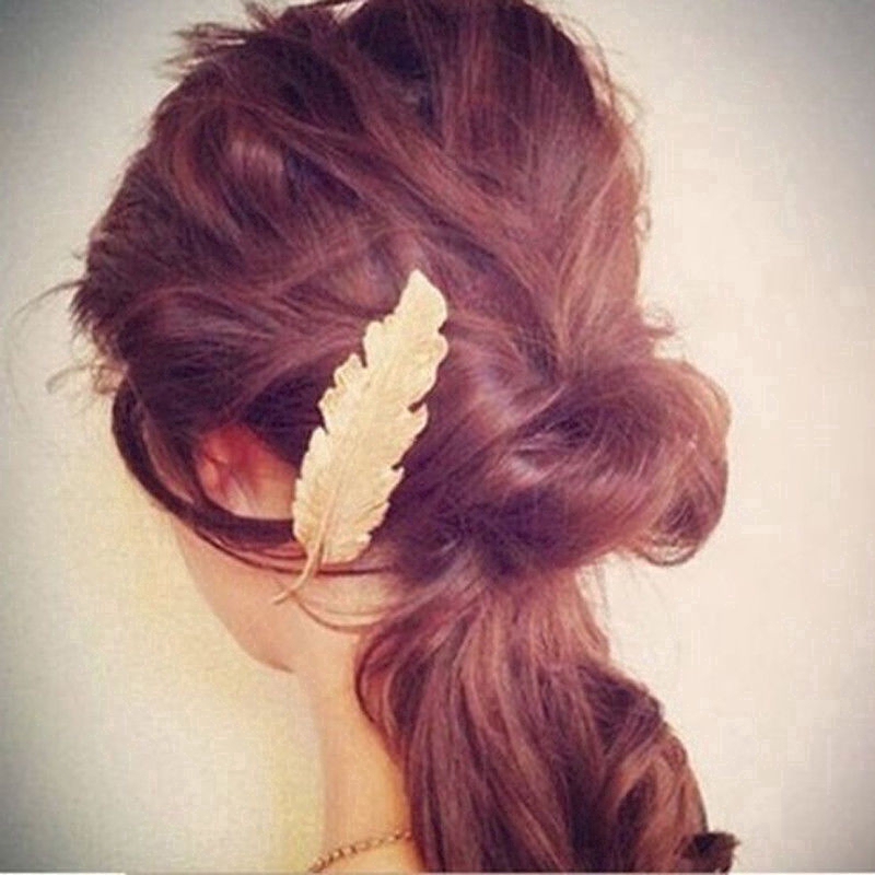 Fashion Women Leaf Feather Hair Clip Bobby Pin Hair Accessories